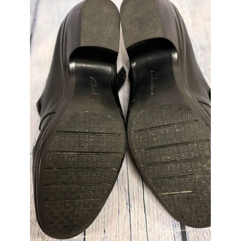 Clarks Emily Clover Black Leather Timeless Classic Elegant Mary Jane Shoes 8.5